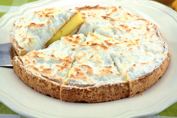 lemon meringue pie on a plate