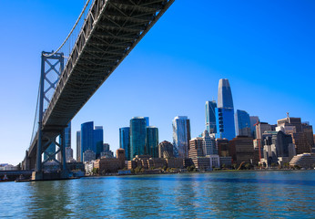 Fototapeta na wymiar San Francisco Bay Bridge with San Francisco downtown in background