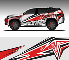 Car wrap decal design vector,  livery race rally car vehicle sticker. 4x4 Suv © 21graphic