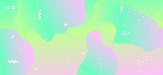 Abstract Pastel Banner. Geometric Liquid Shapes. 
