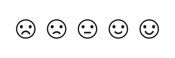 Emoji reaction isolated vector icons. Set of emoji icon. Smile sad face. Angry icon.