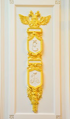 Golden bas-relief monograms of Emperor Alexander II and Empress Catherine II