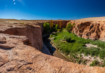 Deep river canyon in the desert of Atacama