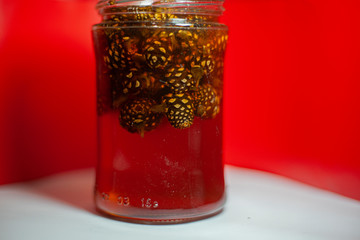 Jam from pine cones. Useful sweetness.