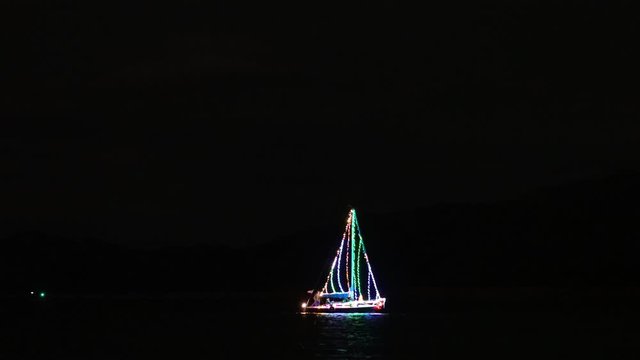 Night view of the Christmas Boat parade