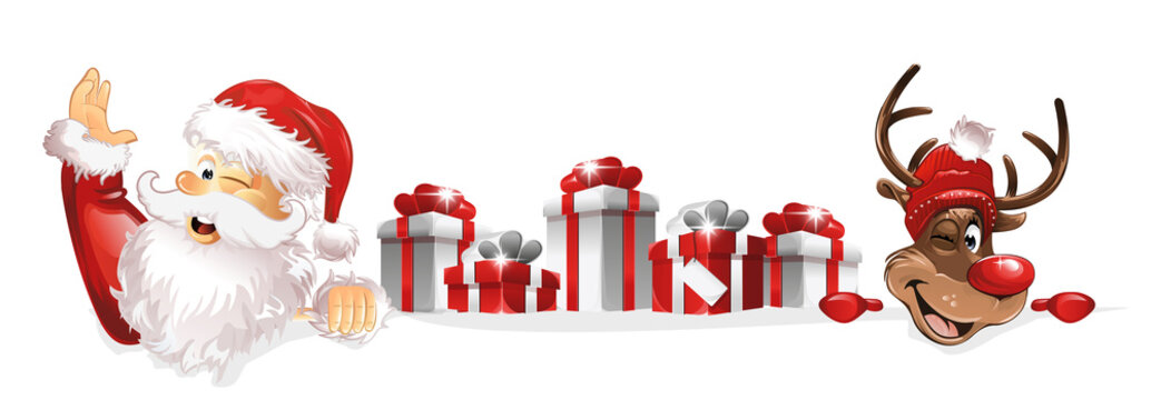 Santa Rudolph presents gift background eps10 vector illustration