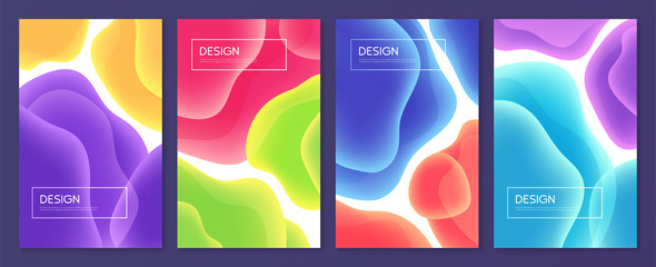 Set of abstract minimalist vector covers, brochure templates, flyers, backgrounds with liquid bubble shapes