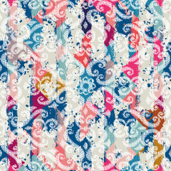 Seamless vintage pattern with decorative elements on texture background