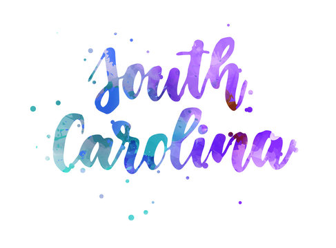 South Carolina watercolor handwritten lettering