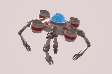 Nano robot on the white background,3d render.