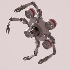 Nano robot on the white background,3d render.