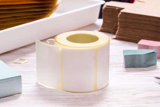 White  Tape Roll  On Wooden Office Table