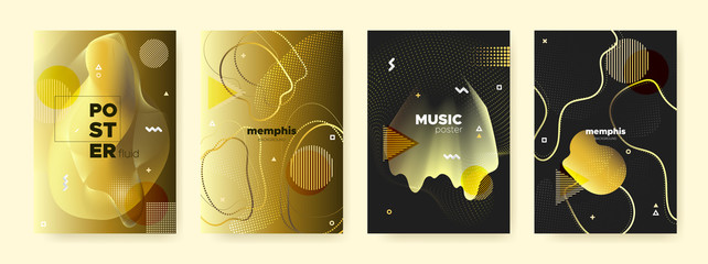 Glow Liquid Shapes. Graphic Abstract Banner. 