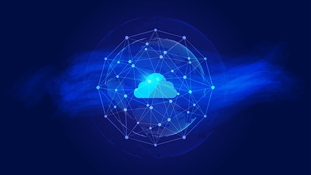 Abstract cloud data, dot and line connection, scientific and technological innovation concept background