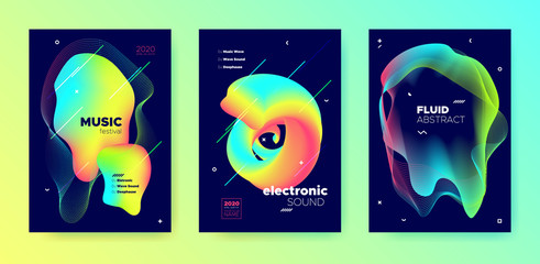 Vivid Music Flyer. Futuristic Pattern. Electronic 