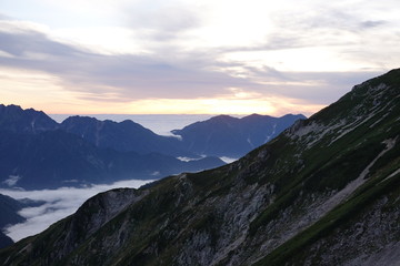 Obraz premium Sea of cloud and water fall cloud (Japan alps / Japanese mountain)