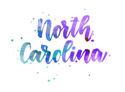 North Carolina watercolor handwritten lettering