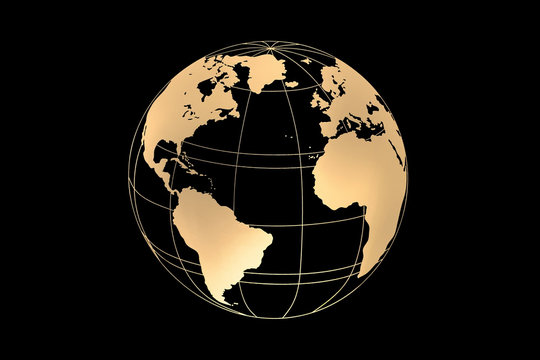 glowing earth globe isolated on black background