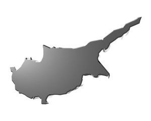 3d illustration map of cyprus