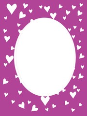 Stylish frame for invitation card for the holiday, wedding, anniversary, birthday, greeting card for Valentine's Day in white pink tones with hearts.