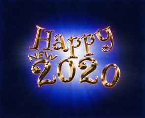Holiday Illustration of Luxury Golden Metallic Happy New 2020