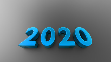 3d illustration of 2020 new year with 3d text of 2020 on dark background. 4k resolution