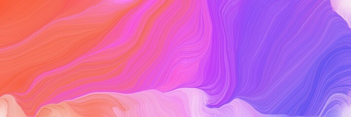 colorful horizontal banner. abstract waves design with medium orchid, medium purple and pastel red color