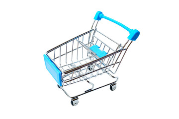 trolley for shopping in shop store or mall on white background