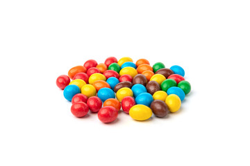 Color dragee isolated on white background.