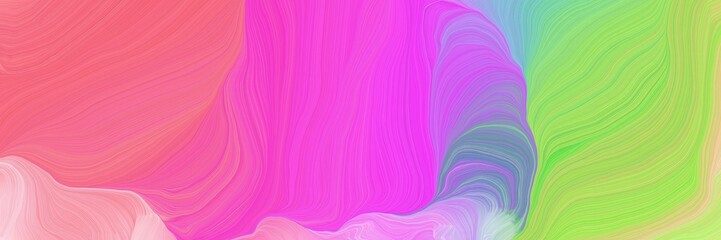 Fototapeta premium colorful horizontal banner. modern waves background design with neon fuchsia, dark khaki and light coral color