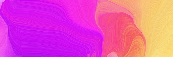 colorful horizontal banner. abstract waves design with magenta, burly wood and pastel red color