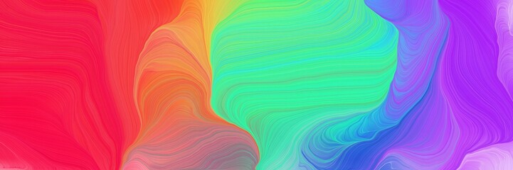 Obraz premium colorful horizontal banner. modern curvy waves background illustration with medium turquoise, turquoise and crimson color