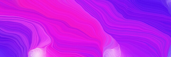Fototapeta premium colorful horizontal banner. elegant curvy swirl waves background design with magenta, blue violet and plum color