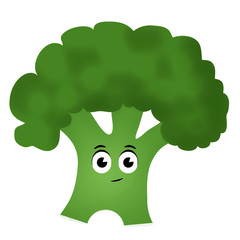 Funny cool broccoli with big eyes character clipart