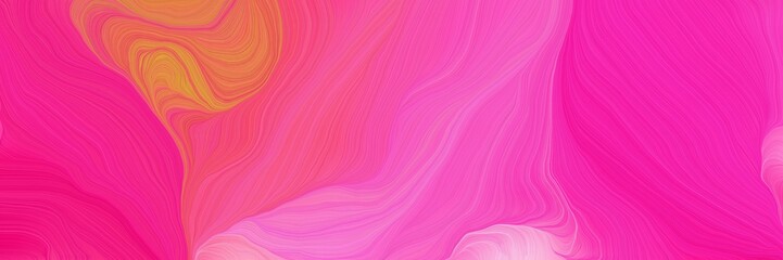 colorful horizontal banner. modern curvy waves background illustration with deep pink, peru and hot pink color