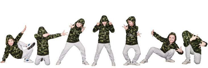Fototapeta premium The boy in the style of Hip-Hop . Children's fashion.