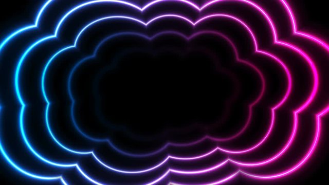 Blue and purple neon clouds abstract tech motion background