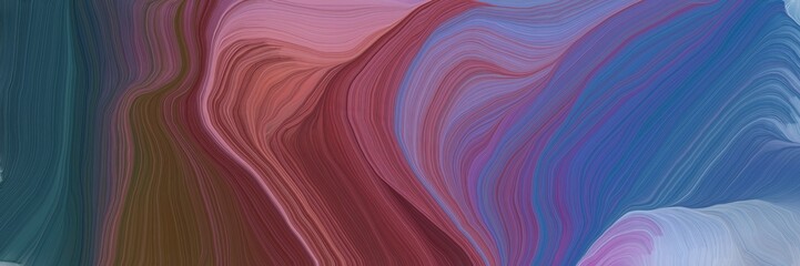 dynamic horizontal banner. elegant curvy swirl waves background design with old mauve, teal blue and light pastel purple color