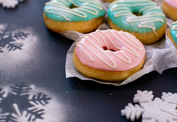 Christmas donuts isolated. Christmas and New Year celebration concept. 