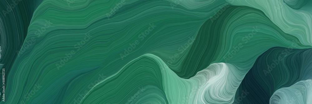 Poster dynamic horizontal banner. modern curvy waves background design with sea green, dark slate gray and 