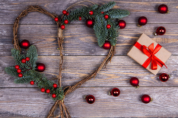 Heart made of twigs and fir.