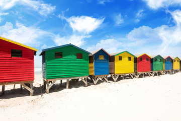 Colorful beach huts Cape Town