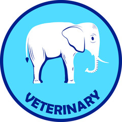 Vector silhouette of an elephant. Logo for veterinary clinic.