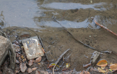 Hard disk waste has been used as waste in the water, the park is a signal about the problem of electronic waste.