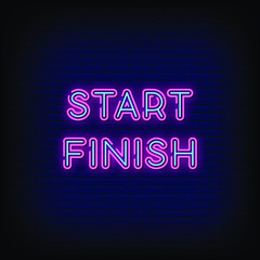 Start and Finish Neon Signs Style Text vector