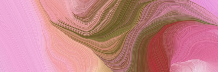 horizontal banner with waves. abstract waves illustration with pastel magenta, brown and pale violet red color