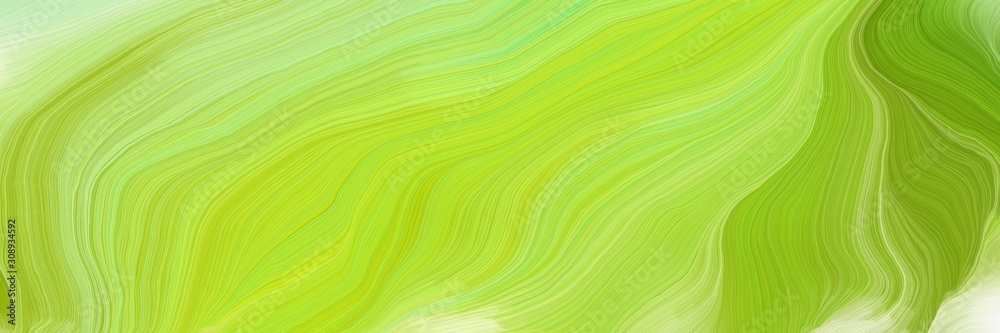 Poster dynamic horizontal banner. modern waves background design with yellow green, light green and tea gre