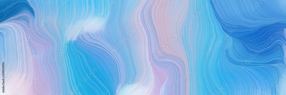 Poster horizontal banner with waves. smooth swirl waves background design with sky blue, thistle and dodger blue color