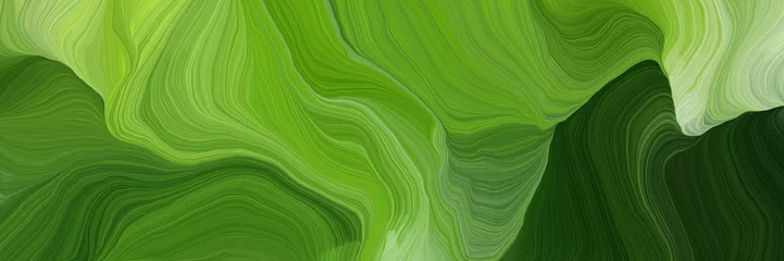 Foto op Plexiglas horizontale banner met golven. moderne golven achtergrondillustratie met donkergroene, olijfkleurige en zeer donkergroene kleur © Eigens
