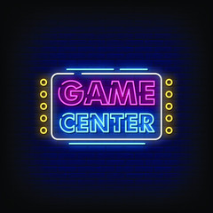 Game Center Neon Signs Style Text vector